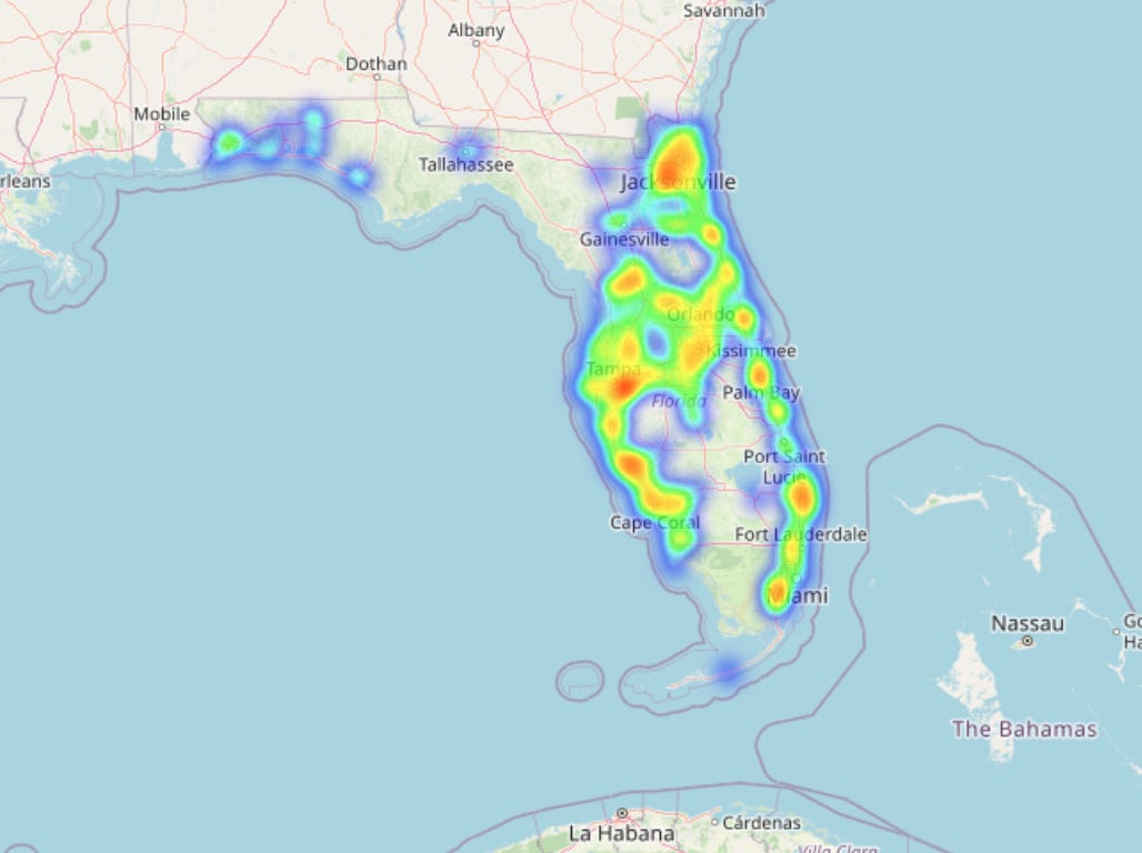 florida areas servers