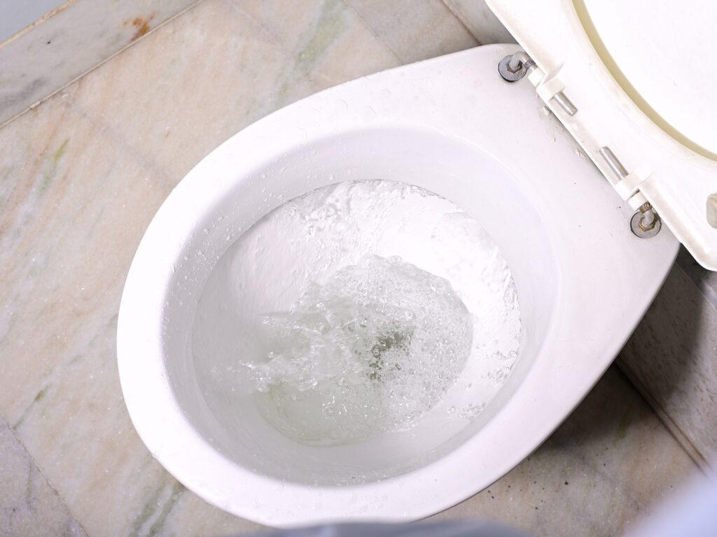 clean toilet flushing