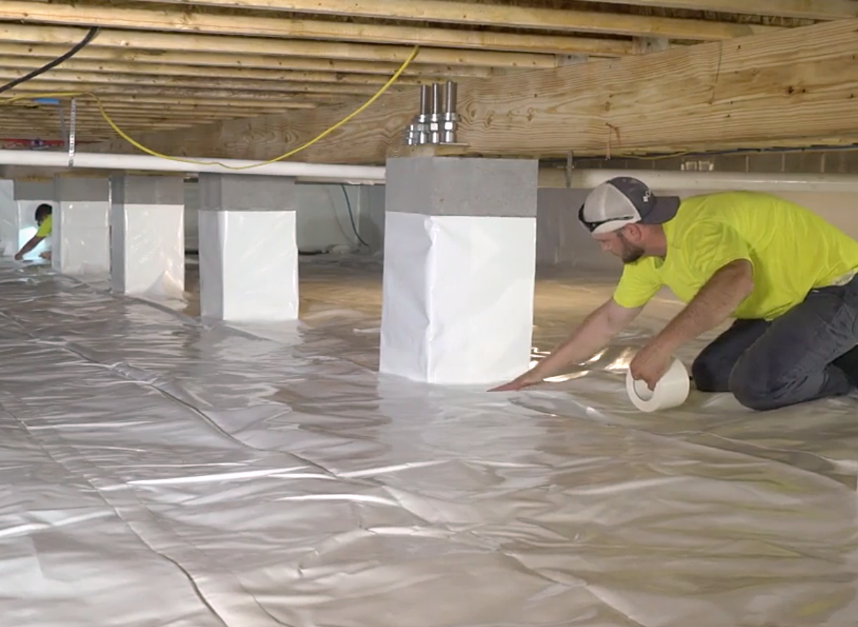 encapsulated crawl space in crawl space taping floor down installation